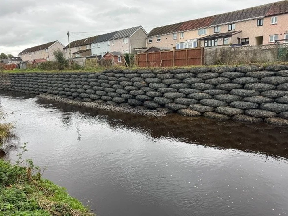 Temporary river crossing and working platform at Annick Water